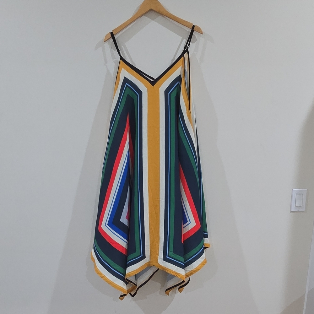 Summer Dress Jealous Tomato Multi Color Handkerchief Hem Midi  Large
